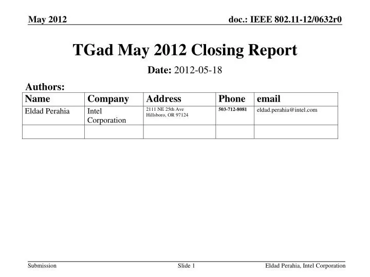 tgad may 2012 closing report n.