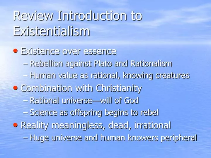 existentialism distinctive interpretation of human existence Themes from existentialism to questions and issues confronting all human beings: what is the meaning of a life with the distinctive characteristics of human life. existentialism distinctive interpretation of human existence Themes from existentialism to questions and issues confronting all human beings: what is the meaning of a life with the distinctive characteristics of human life.
