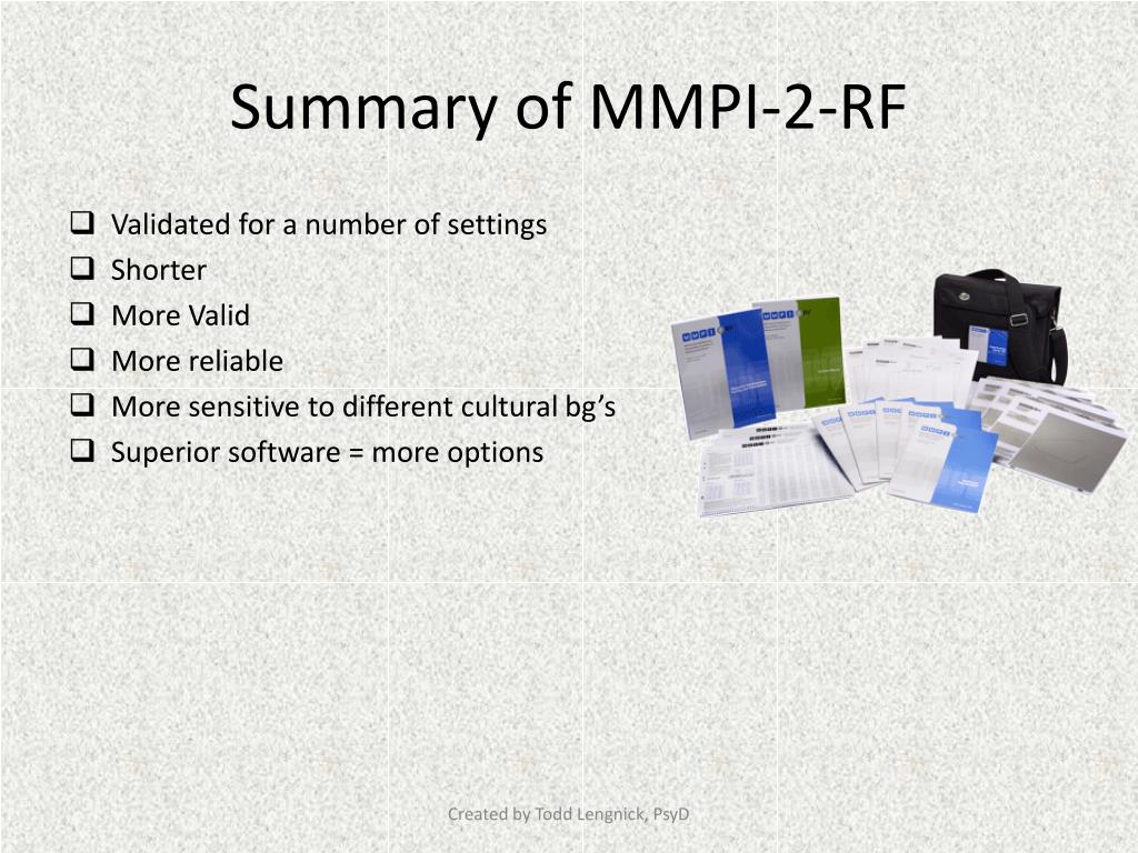 summary of reliability and validity of mmpi 2