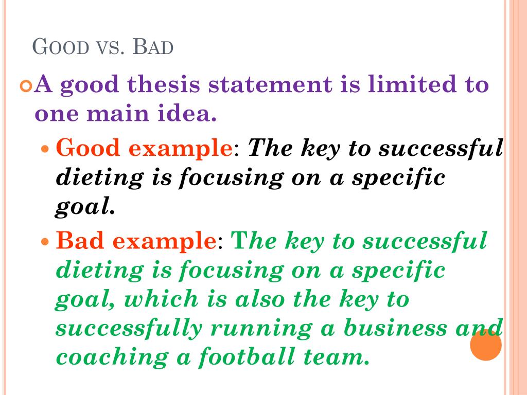 examples of good vs bad thesis statements