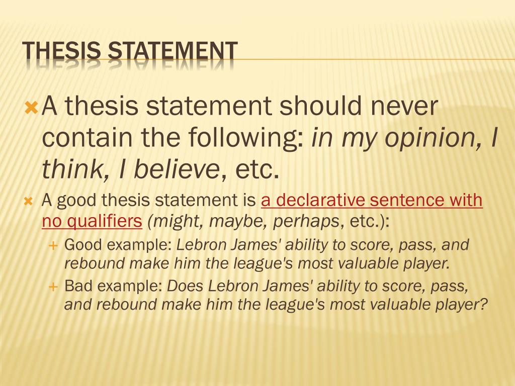 thesis example of sentence