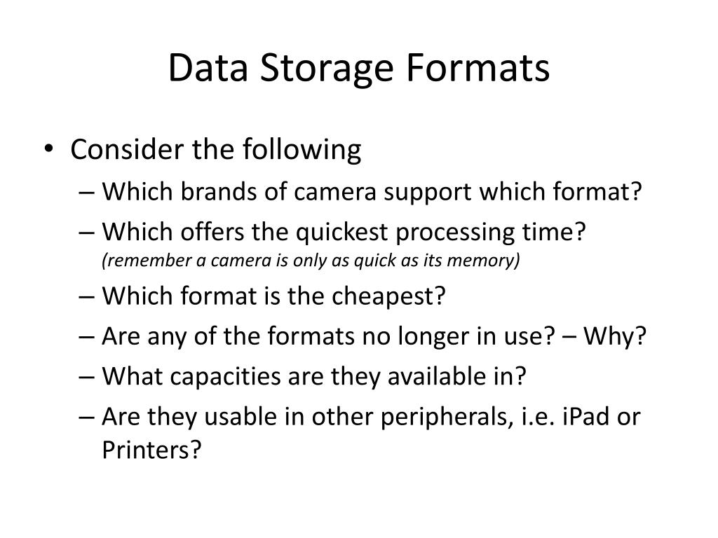 PPT AO2 Investigate file types and data storage formats PowerPoint Presentation ID1850584