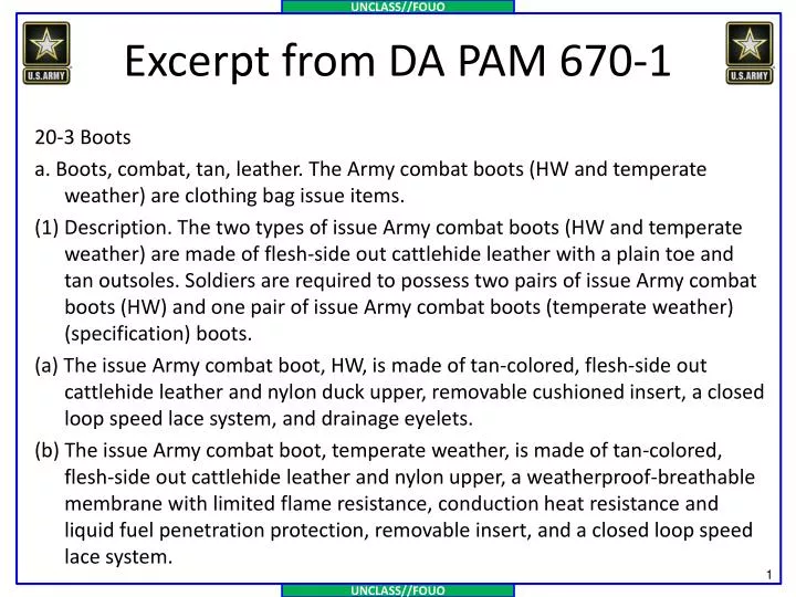 Ppt Excerpt From Da Pam 670 1 Powerpoint Presentation Free Download Id