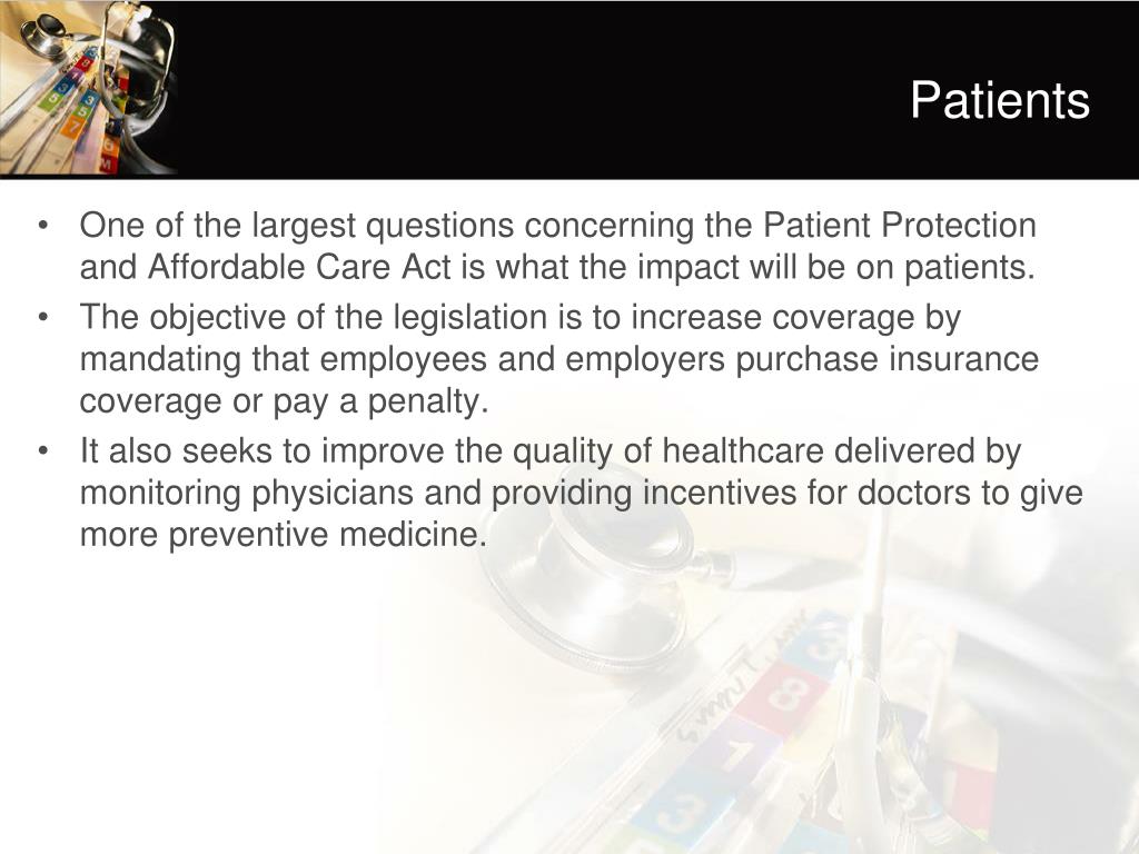 PPT - The Patient Protection and Affordable Care Act PowerPoint ...