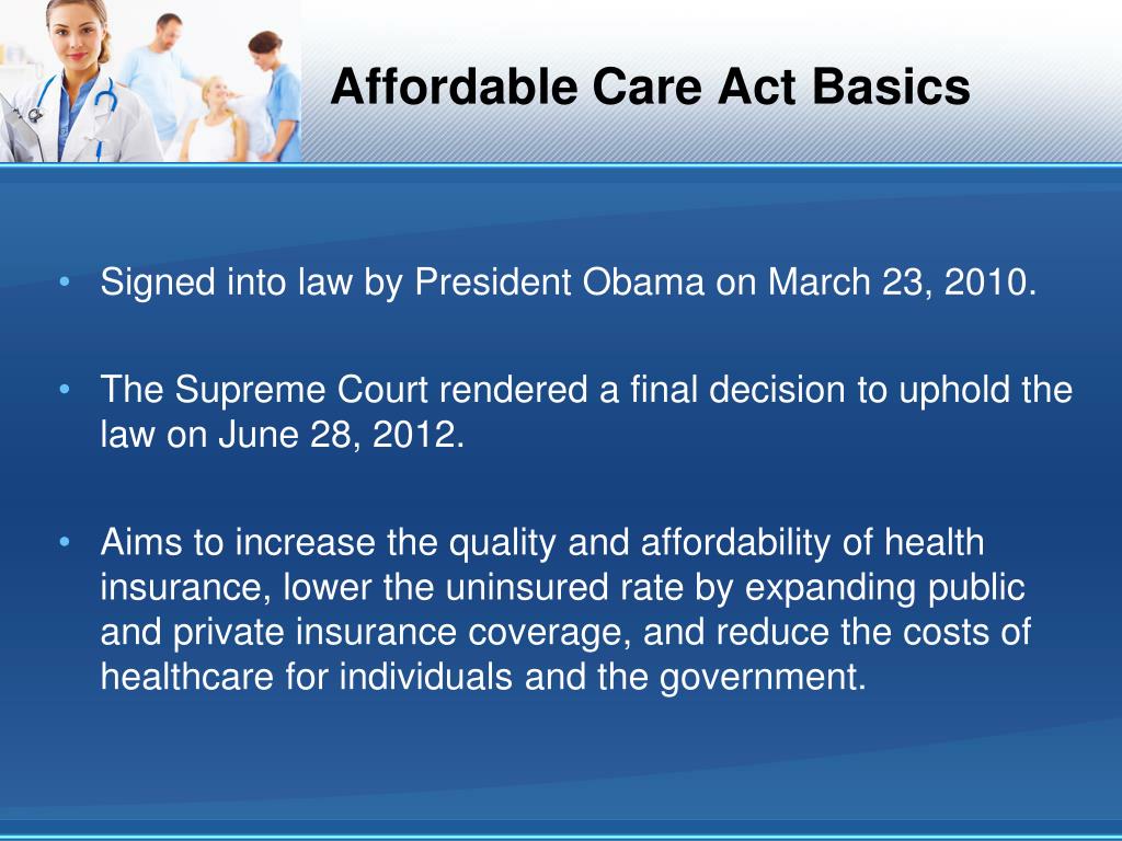 PPT - THE PATIENT PROTECTION AND AFFORDABLE CARE ACT PowerPoint ...