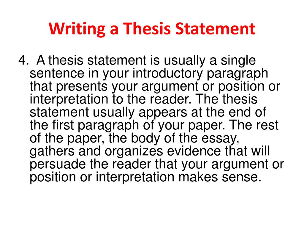 paragraph of the thesis statement