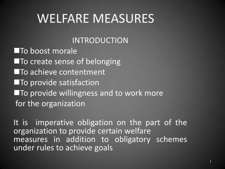 welfare measures n.