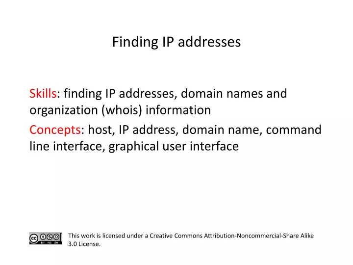 PPT S kills finding IP addresses, domain names and organization