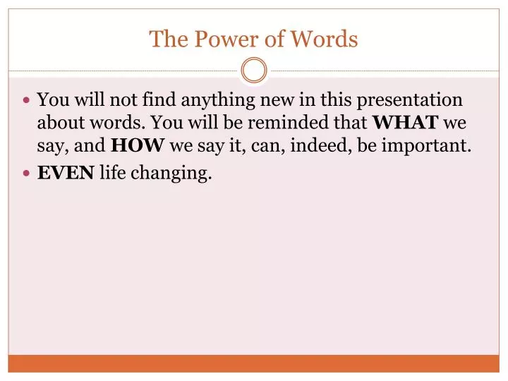 presentation about power of words