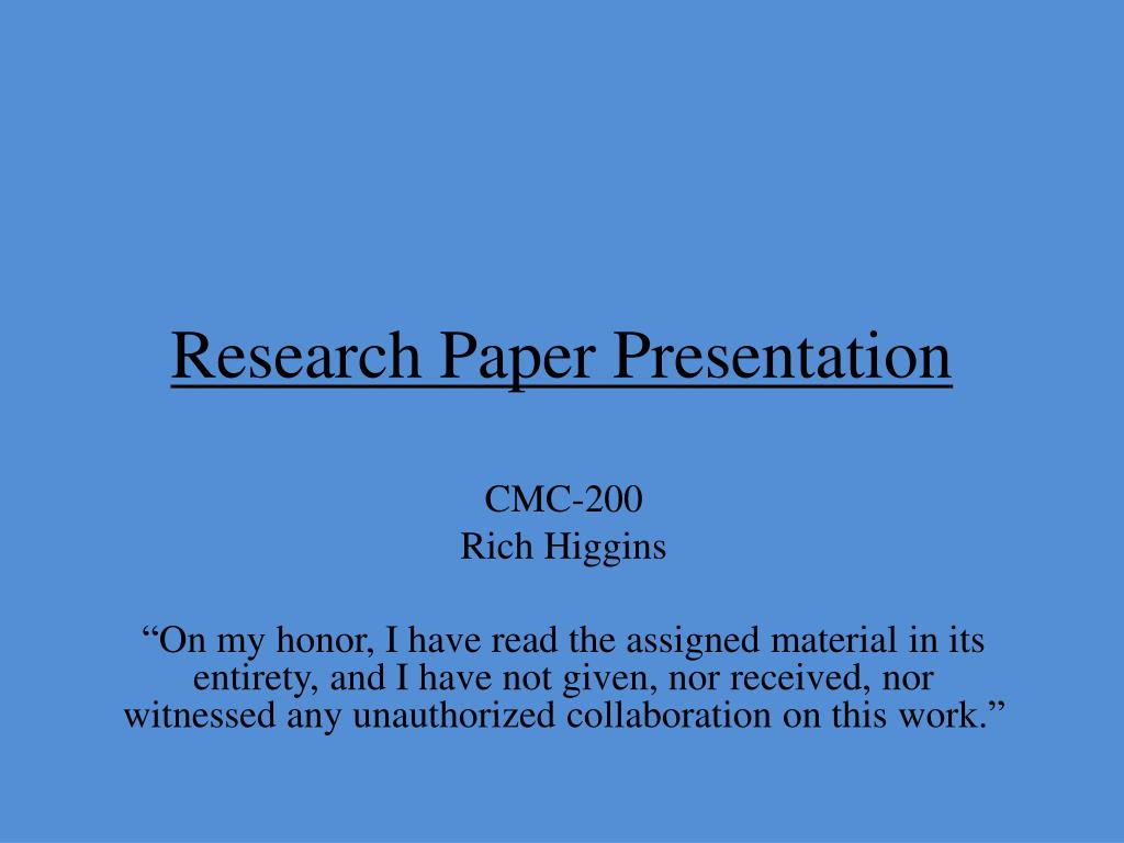 PPT - Research Paper Presentation PowerPoint Presentation ...
