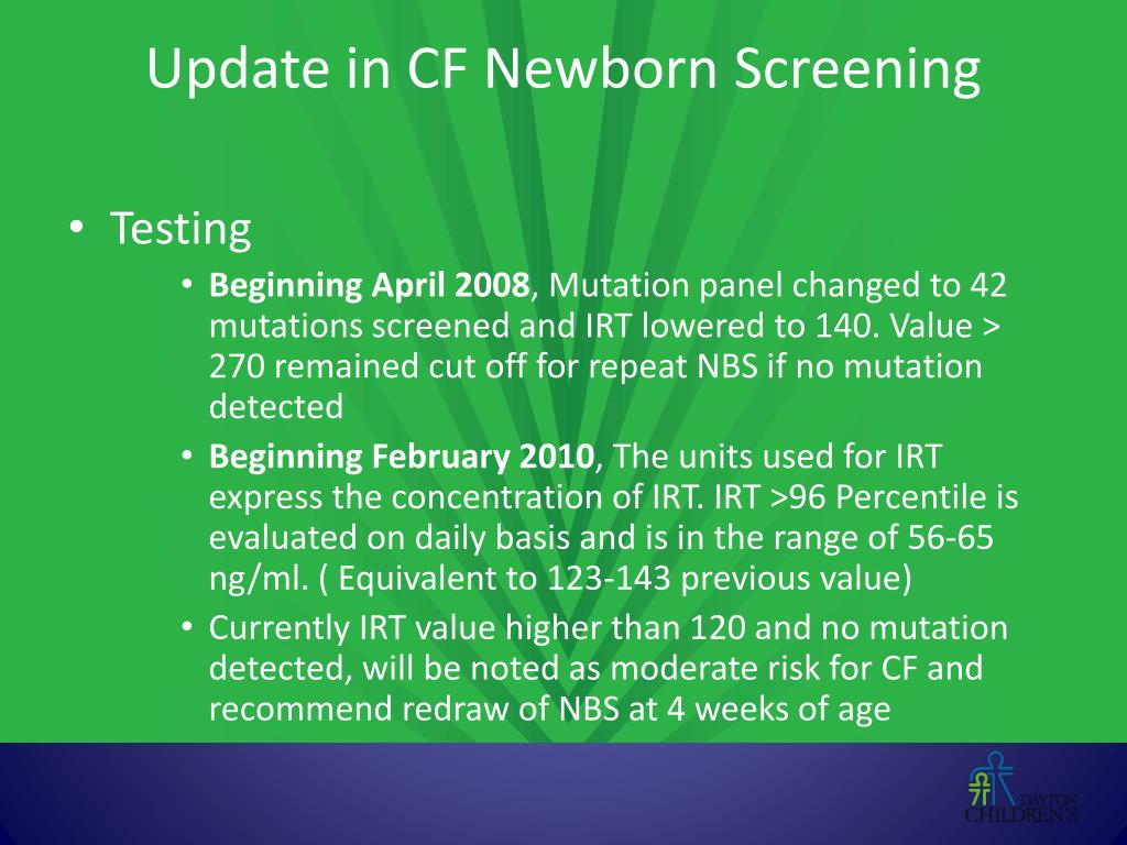 PPT - UPDATE ON CYSTIC FIBROSIS NEWBORN SCREENING IN OHIO PowerPoint ...
