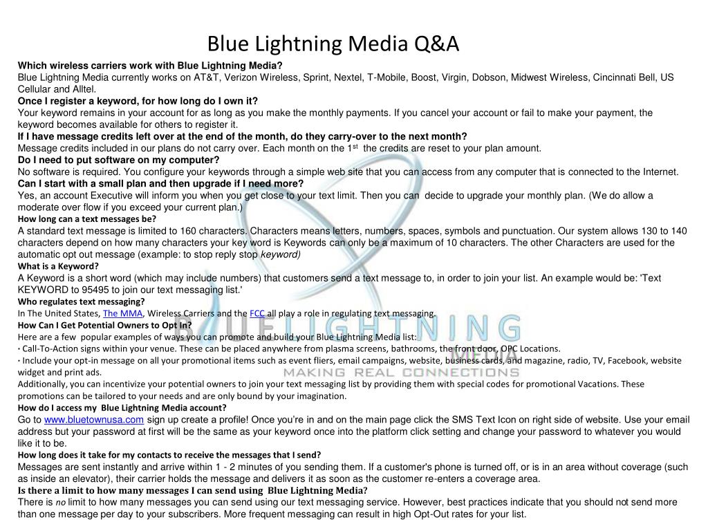 Blue Media Example PPT - Presented by Blue Lightning Media, Pioneers of the Mobile ...