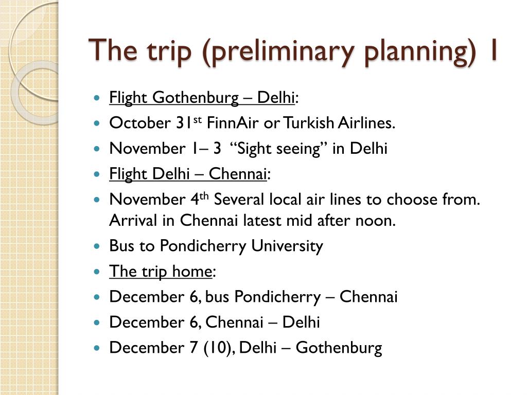 preliminary trip meaning
