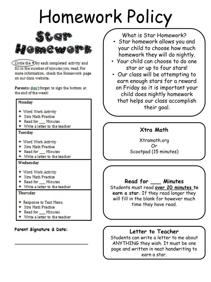 homework policy for schools