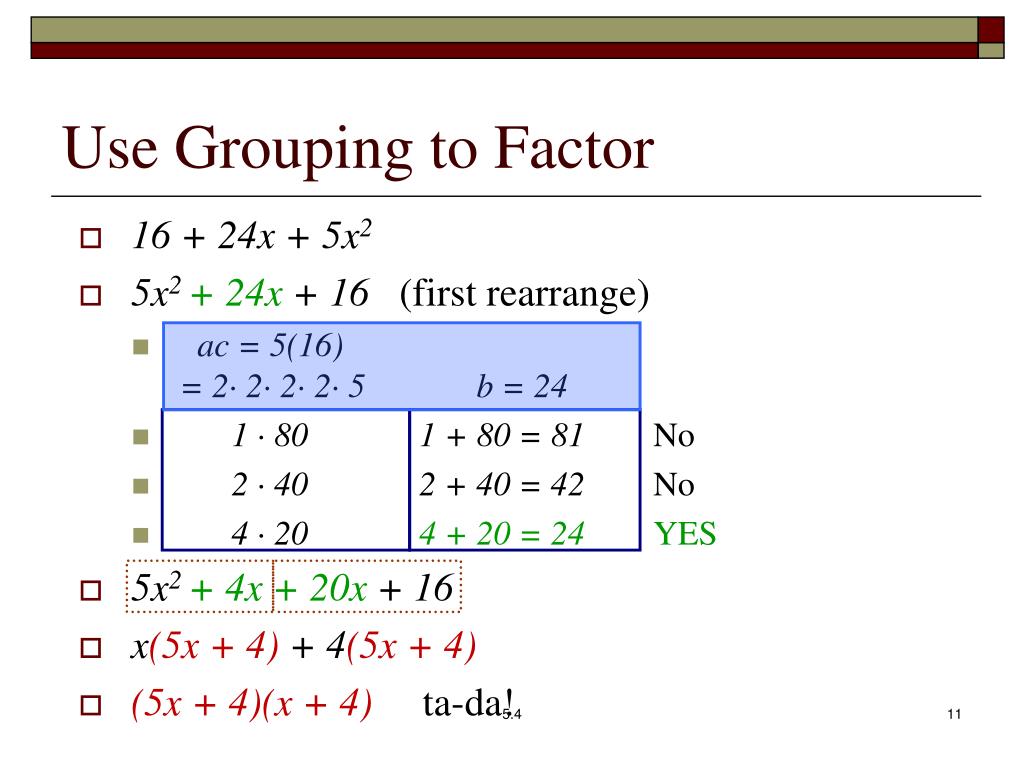 PPT - Sect. 5.4 Factoring Trinomials PowerPoint Presentation, free ...