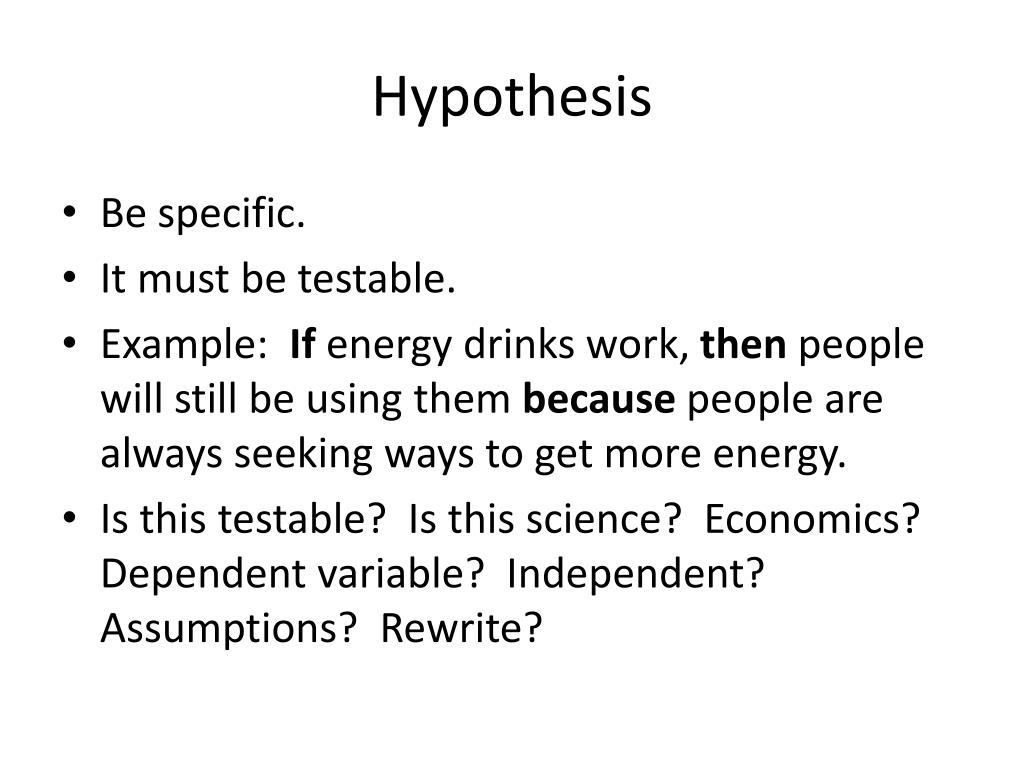 hypothesis for energy drinks