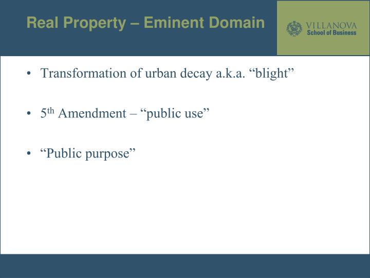 Real Property Eminent Domain Real Property Eminent Domain