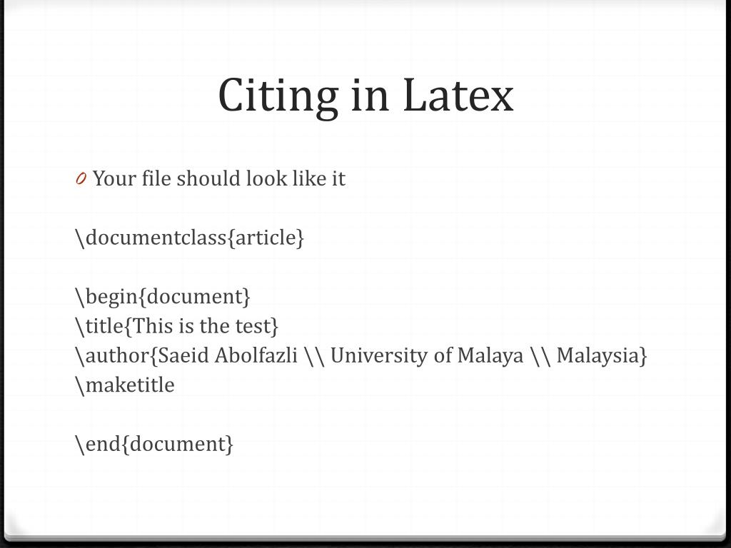cite presentation latex