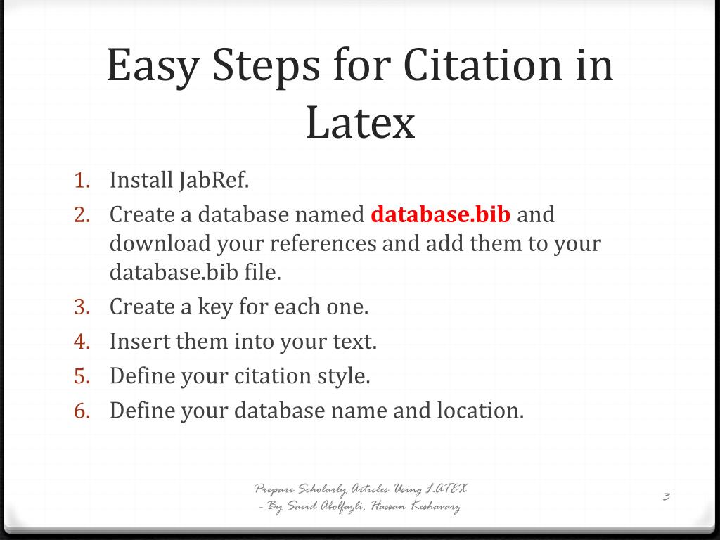 how to cite a presentation latex