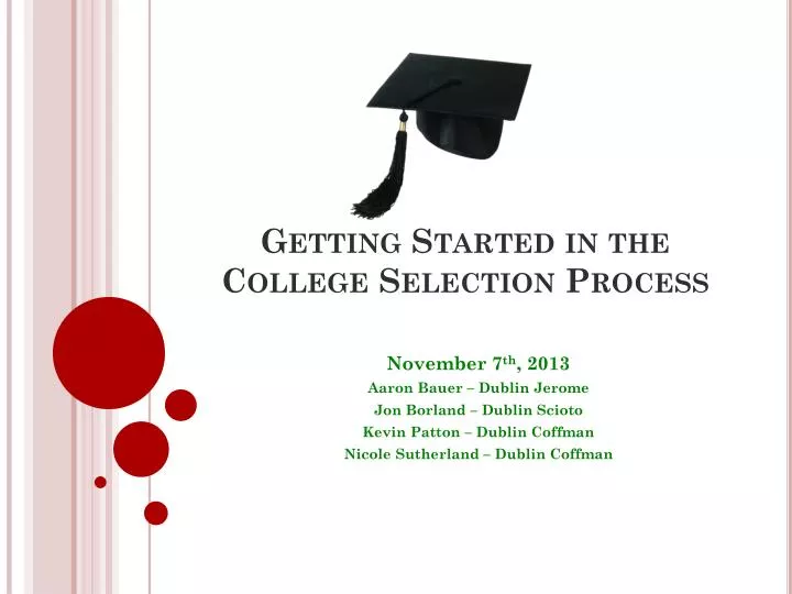 getting started in the college selection process n.