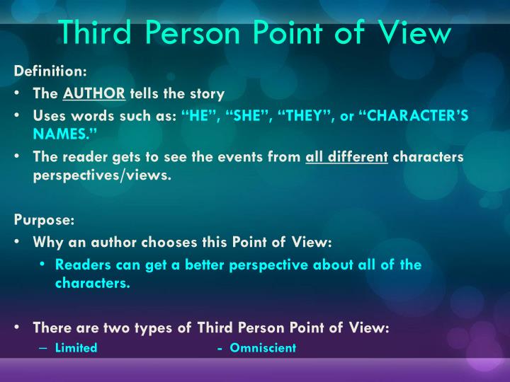 3rd person point of view research paper Traditional academic writing discourages the use of first or second person (i, we, you) this is because it does not sound objective instead, it sounds as though you have only a very limited, personal view of the issue you are discussing, rather than a view. 3rd person point of view research paper Traditional academic writing discourages the use of first or second person (i, we, you) this is because it does not sound objective instead, it sounds as though you have only a very limited, personal view of the issue you are discussing, rather than a view.