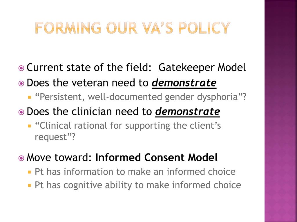 Va Policy Development Process PPT - Transgender Care: The Clinician’s Journey PowerPoint Presentation ...