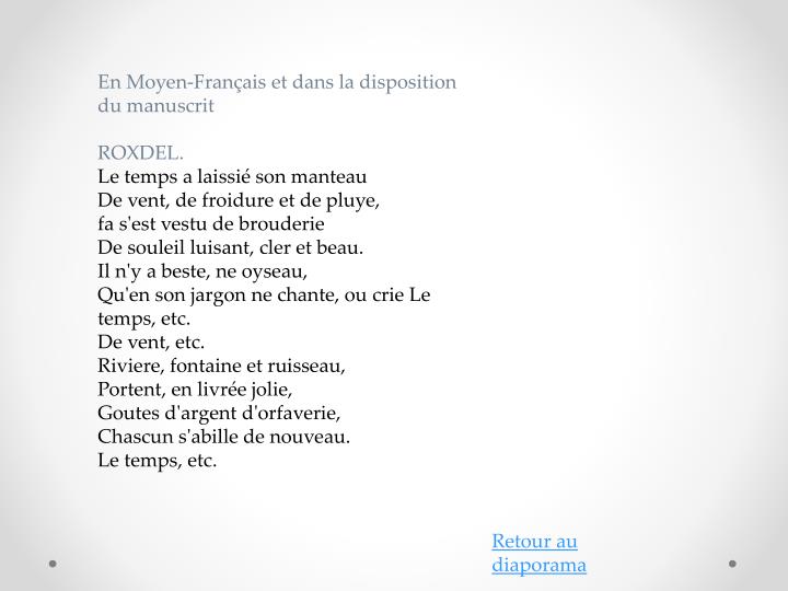 PPT - Le temps a laissé son manteau PowerPoint Presentation - ID:1863471