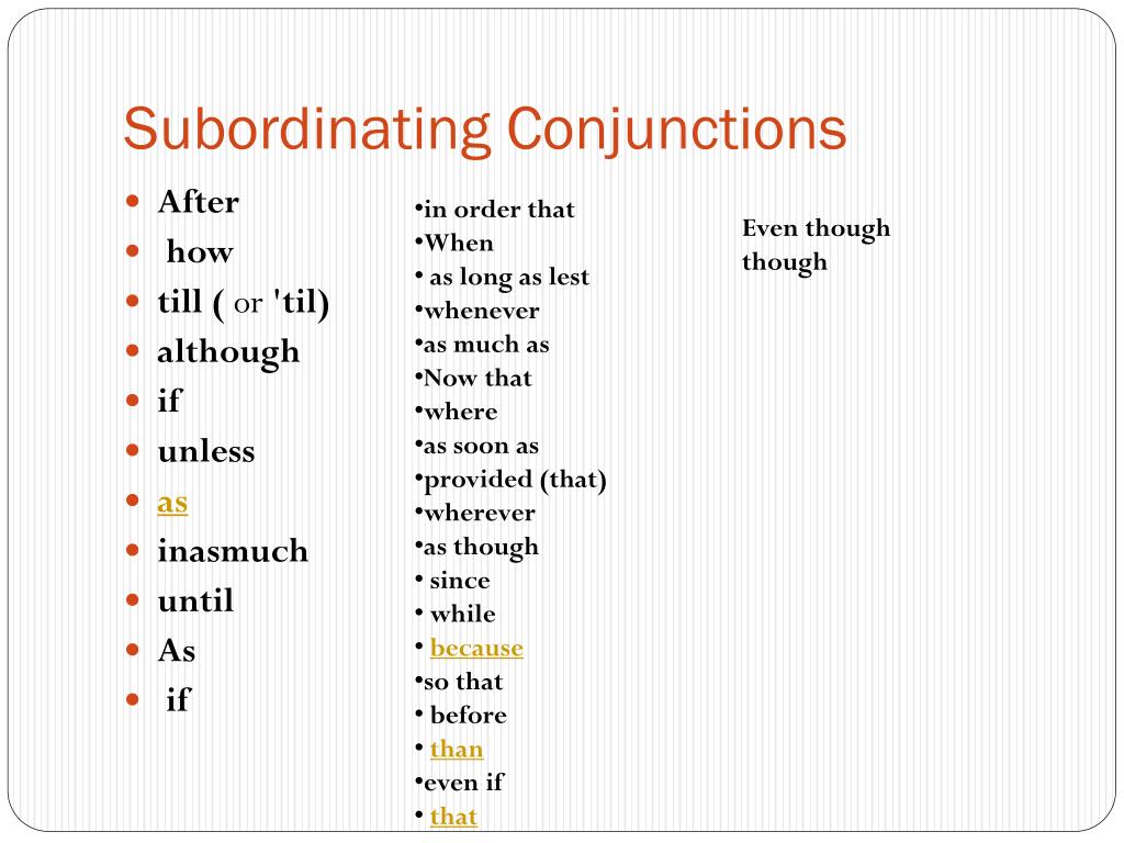 Subordinating conjunctions. Subordinating conjunctions в английском языке. Subordinate conjunctions с переводом. Types of conjunctions. Subordinating conjunction list.