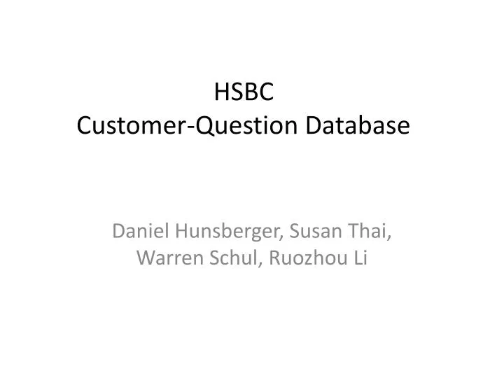 hsbc customer question database n.