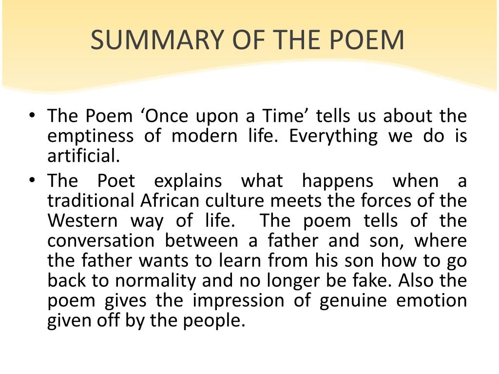 PPT ONCE UPON A TIME Poem 7 Std X Chapter 15 English PowerPoint 