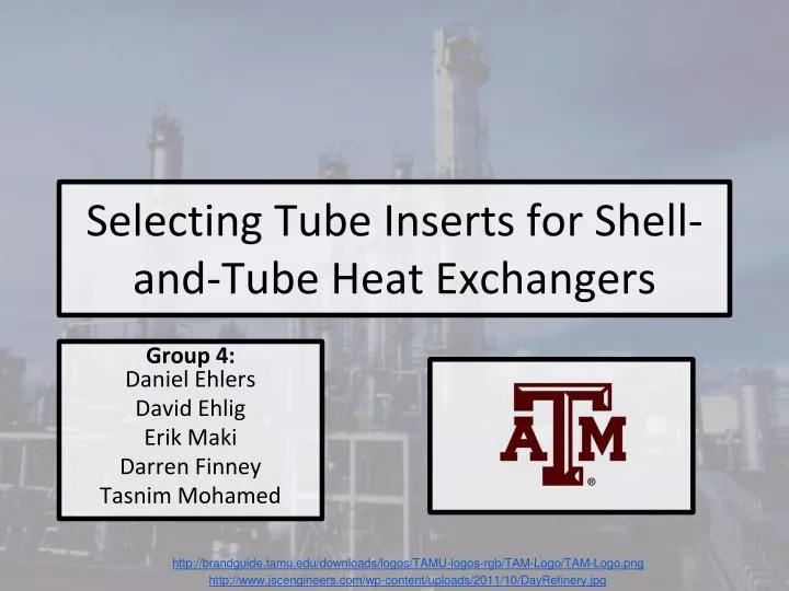 selecting tube inserts for shell and tube heat exchangers n.