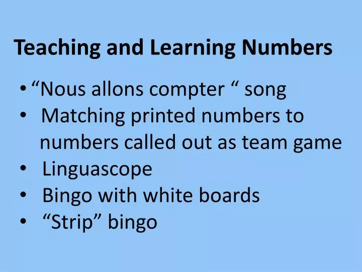 Ppt Teaching And Learning Numbers Powerpoint Presentation Free