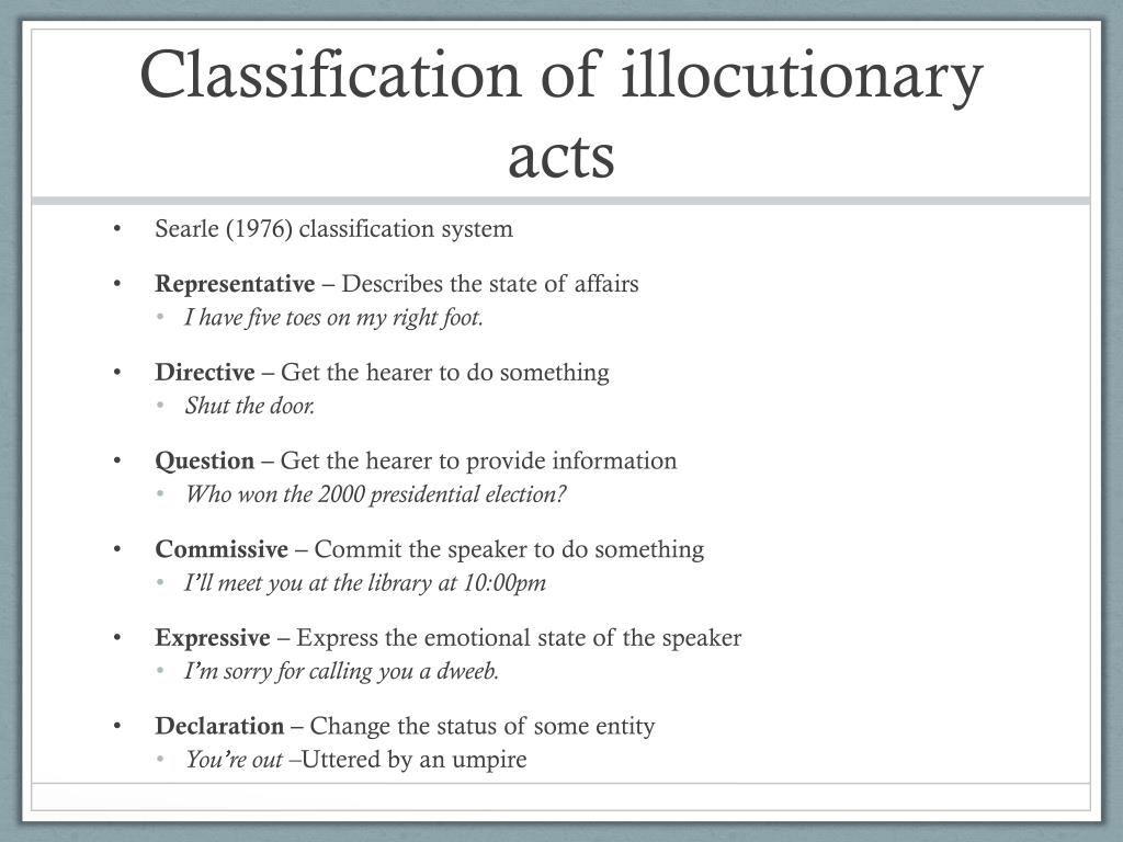 searle's classification of speech act meaning