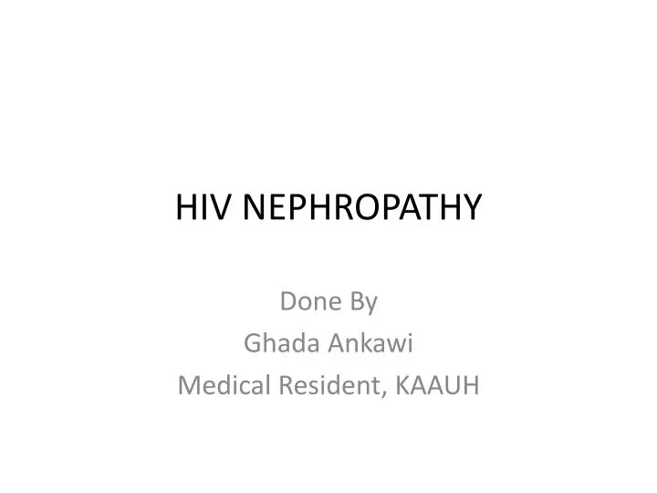 hiv nephropathy n.