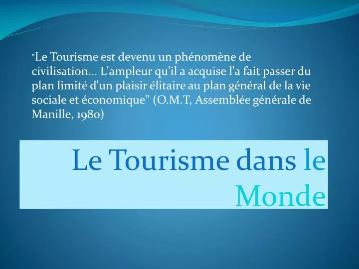 PPT - Le Tourisme dans le Monde PowerPoint Presentation, free download ...