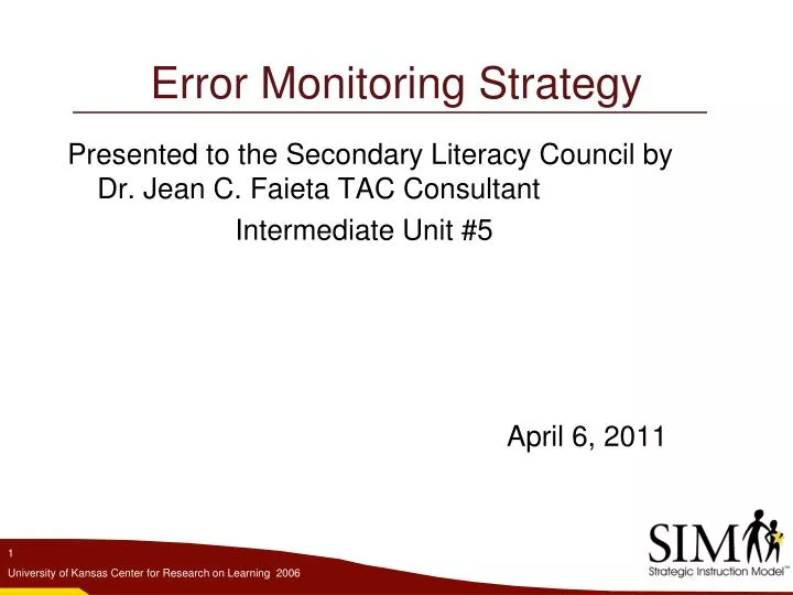 PPT Error Monitoring Strategy Error Monitoring Strategy PowerPoint