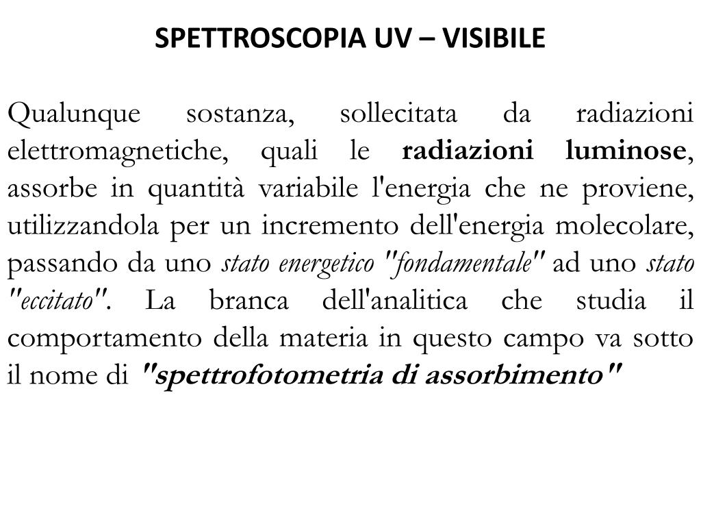 PPT - SPETTROSCOPIA UV – VISIBILE PowerPoint Presentation, free download -  ID:1873174