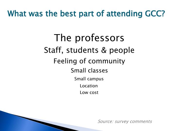Ppt Graduating Student Survey Powerpoint Presentation Id 1874507 - what was !   the best part of attending gcc