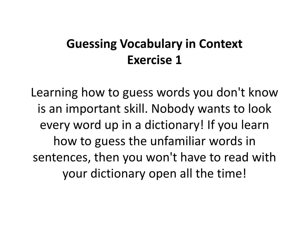 PPT - HOW TO GUESS WORDS IN CONTEXT PowerPoint Presentation, free download  - ID:1874640