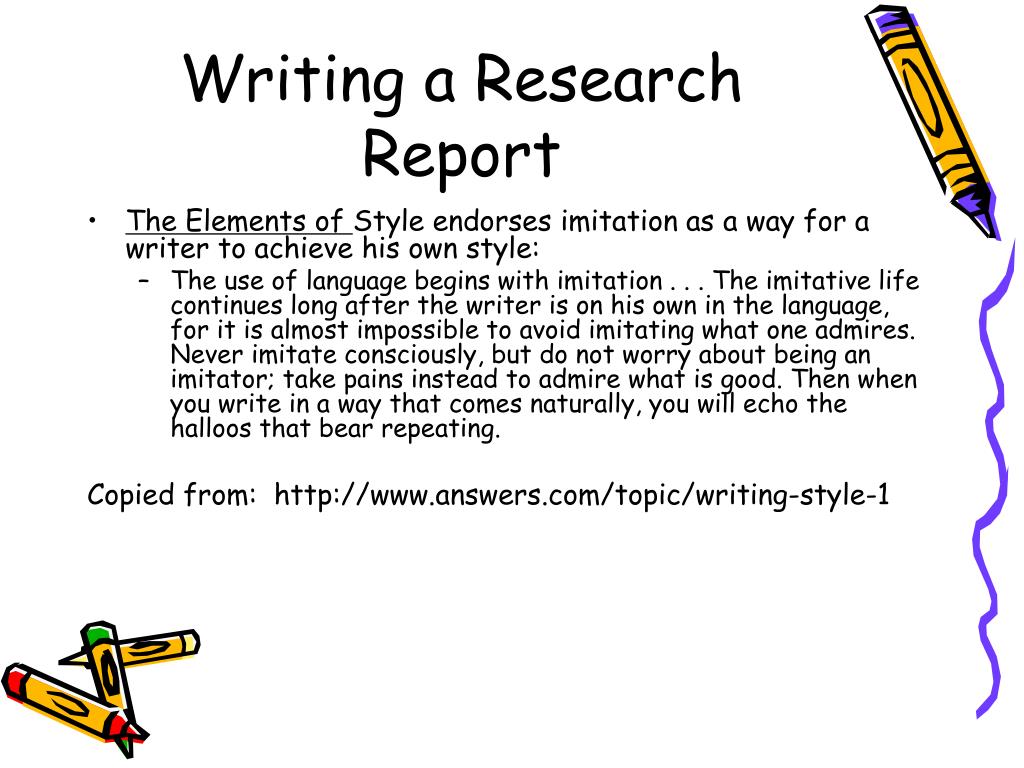 writing research report ppt