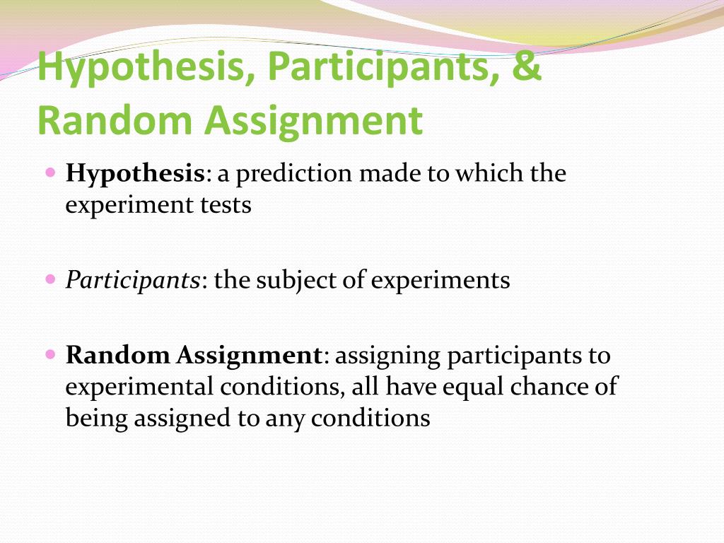 describe an appropriate method for random assignment 60 participants