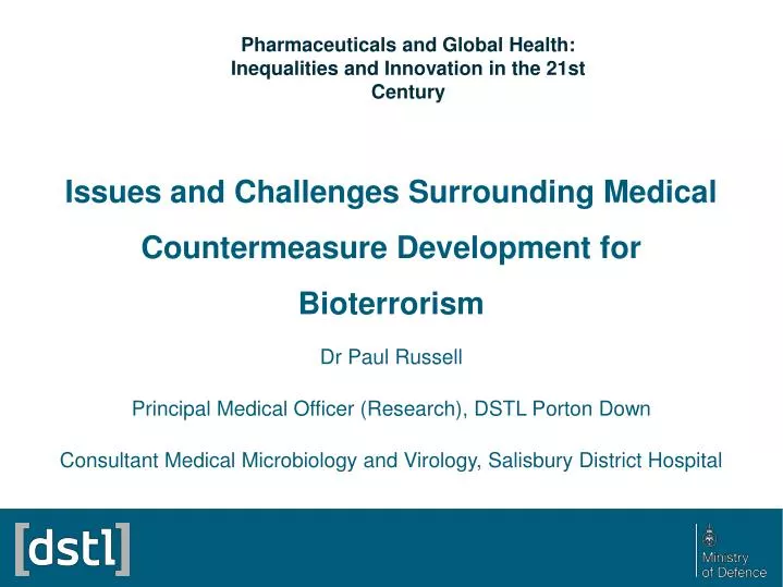 PPT Issues and Challenges Surrounding Medical Countermeasure
