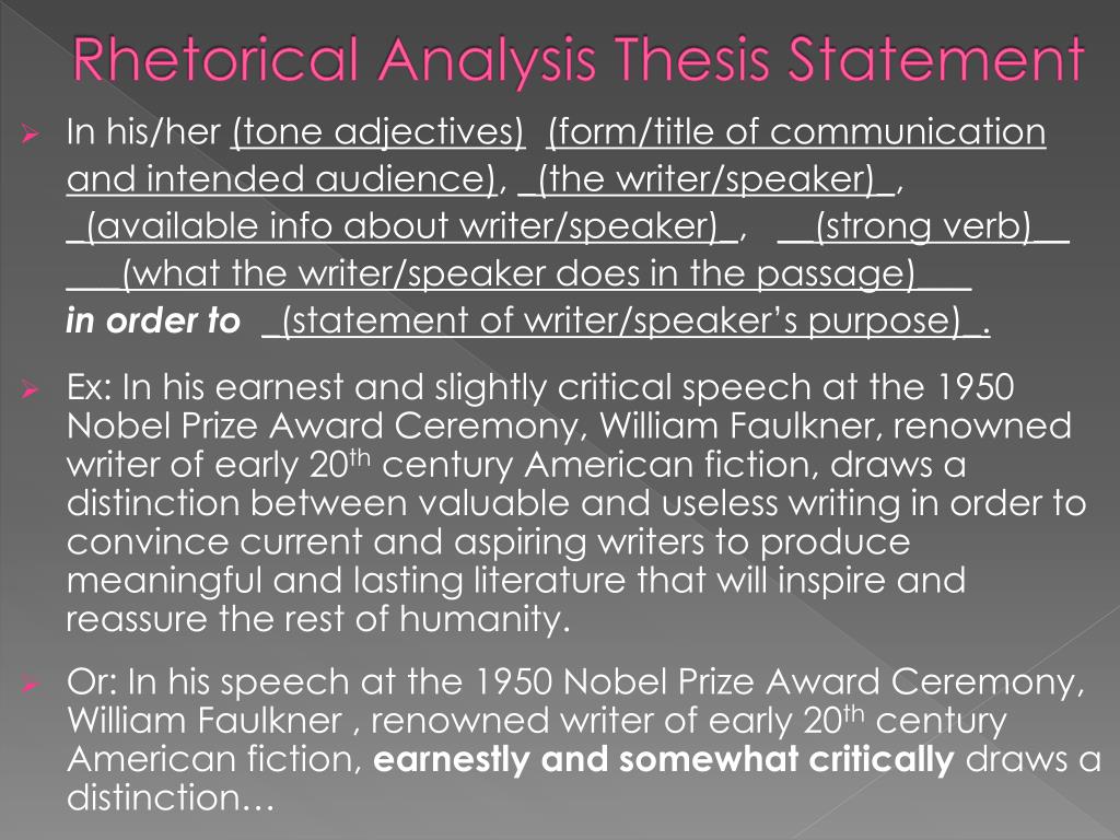 good thesis statement for a rhetorical analysis essay