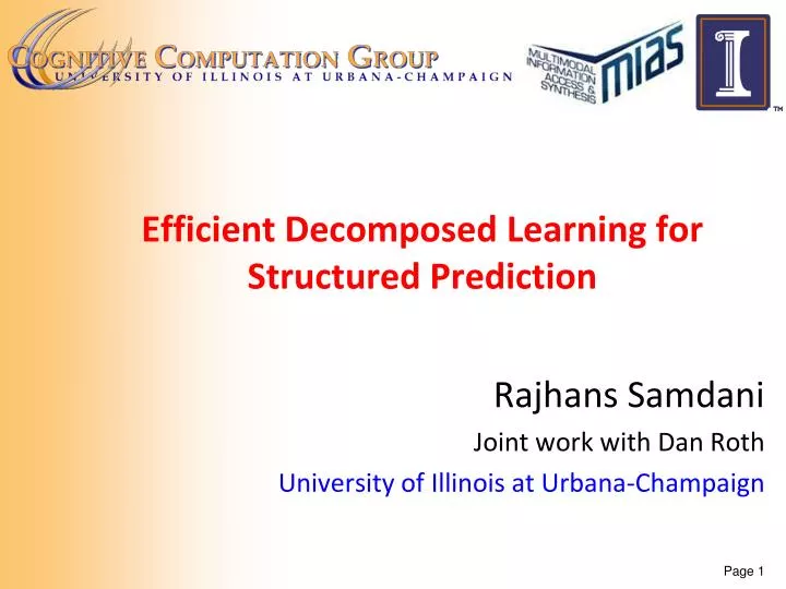 efficient decomposed learning for structured prediction n.