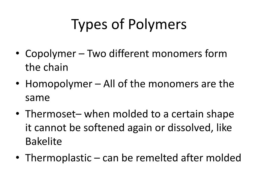 Types Of Polymers Chart