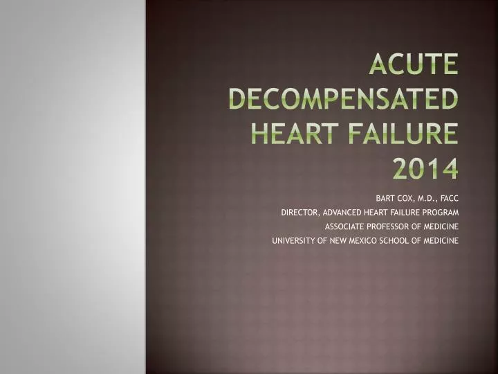 acute decompensated heart failure 2014 n.