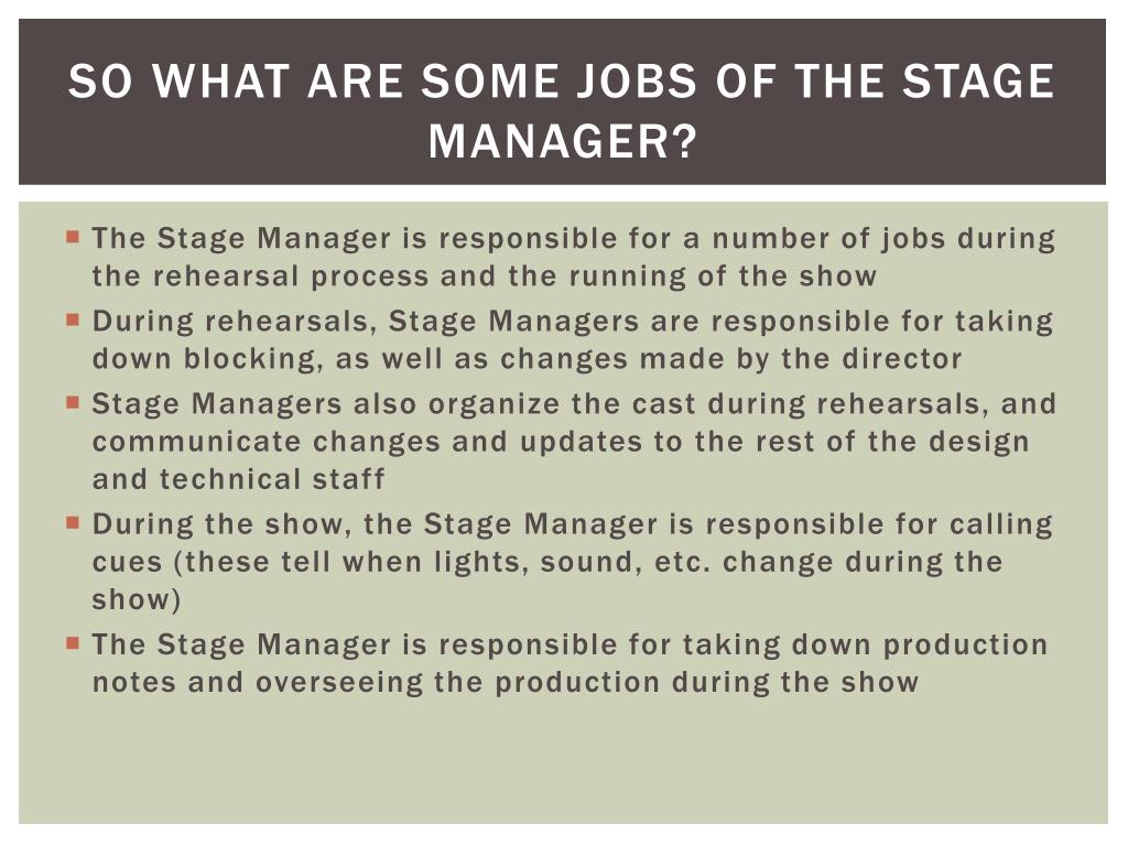 Theatre production stage manager job description