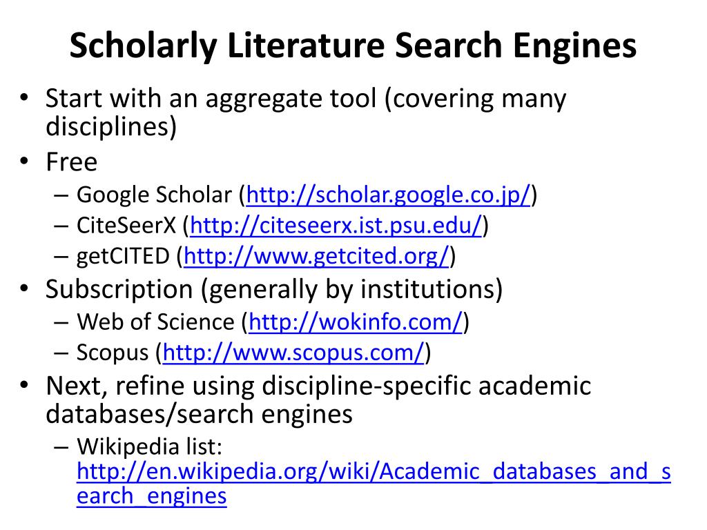 search engines for literature review