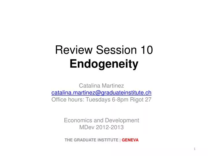 PPT - Review Session 10 Endogeneity PowerPoint Presentation, free ...