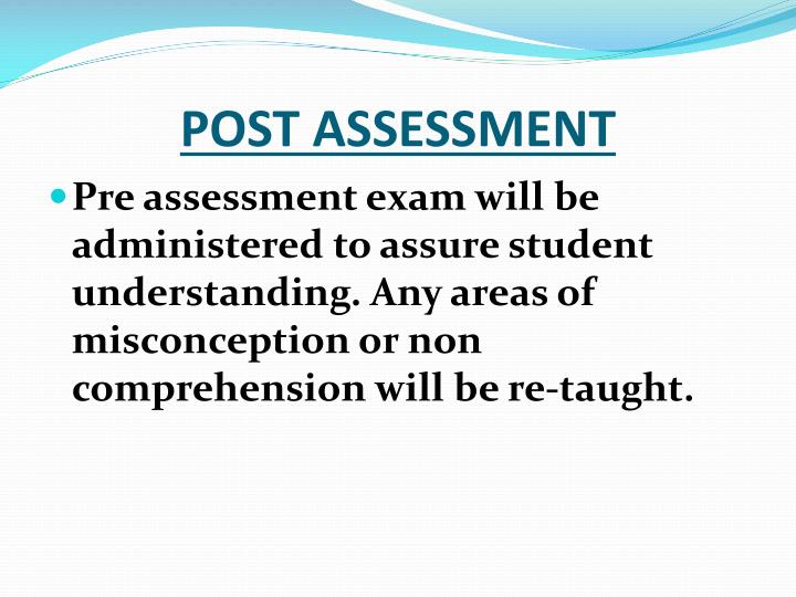 the post assessment assignment in the improve section